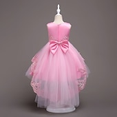 preiswerte Blumenmädchenkleider-kinderkleidung Mädchen Blumenmädchen Kleid Kleid Ärmellos Hochzeit Party Kuschelig Süß Baumwolle Polyester Asymmetrisch Tüll-Kleid Kleid mit vielen Schichten Blumenmädchenkleid Sommer Weiß Rosa Rote