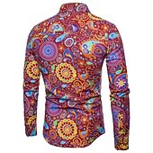 ieftine Model etnic-Bărbați Imprimeu Paisley Tribal Cămașă Cămașă Boho Camașă cu nasturi Manșon Lung Epocă Modă Șic Stradă Zilnic Plajă Concediu Primavara vara Toamna iarna Guler Pătrat Imprimeu Galben Roșu-aprins