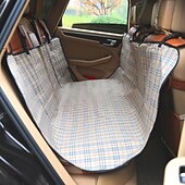 cheap Dog Travel Essentials-Dog Car Seat Cover Waterproof Portable Foldable Solid Colored Fabric Stripe Black Red