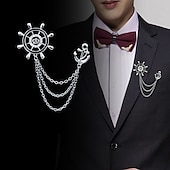 economico Spille e fermagli-Per uomo Zircone cubico Spille Alla moda Collegamento / catena Creativo Ancora Importante Di tendenza Formale Spilla Gioielli Argento Oro Per Feste Matrimonio