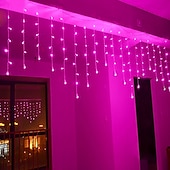זול מוצרים עם חיבור לחשמל-4 m 13ft 96 אורות מחרוזת טבילה הובילה אותנו תקע 110 v-120 v תקע האיחוד האירופי 220 v-240 v וילון להארכה המקושרים 8 מצבים מחרוזת חבל דקורטיבי חג המולד מנצנץ אור חם קר לבן rgb