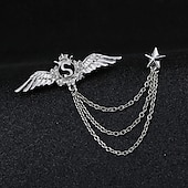 billige Brosjer og nåler-menns cubic zirconia brosjer stilig lenke / kjede kreative vinger statement mote britisk brosje smykker sølv gull til fest daglig høst bryllup
