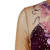 ieftine Rochii de patinaj artistic-Rochie de Patinaj Artistic Pentru femei Fete Πατινάζ στο πάγο Rochii Ținute Yan roz Ametist Violet Flori Spandex Înaltă Elasticitate Competiție Ținută Patinaj Cald Confecționat Manual Cu bijuterii