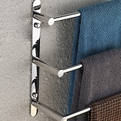 abordables Barres repose-serviettes-Porte-serviettes Porte-serviettes de bain à 3 niveaux, acier inoxydable, montage mural, finition polie miroir, haute qualité