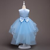 preiswerte Blumenmädchenkleider-kinderkleidung Mädchen Blumenmädchen Kleid Kleid Ärmellos Hochzeit Party Kuschelig Süß Baumwolle Polyester Asymmetrisch Tüll-Kleid Kleid mit vielen Schichten Blumenmädchenkleid Sommer Weiß Rosa Rote
