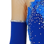 olcso Műkorcsolya ruhák-Kűrruha Női Lány Klizanje na ledu Ruhák Sárga Sötétlila Poros Rózsa Kollázs Virág Háló Spandex Nagy rugalmasságú Verseny Kűrruhák Kézzel készített Virágos Hosszú ujj Jégkorcsolyázás Műkorcsolyázás