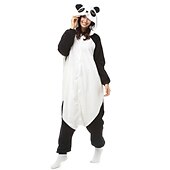 cheap Onesie Costumes-Adults&#039; Kigurumi Pajamas Nightwear Camouflage Panda Cartoon Onesie Pajamas Polar Fleece Cosplay For Men&#039;s Women&#039;s Boys Christmas Animal Sleepwear Cartoon Festival / Holiday Costumes / Washable