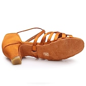 ieftine Pantofi Dans Copii-pantofi de dans latino din satin pentru fete cu toc jos și design cu curele încrucișate - perfecti pentru dansul de sală și salsa