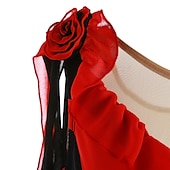 preiswerte Eiskunstlaufkleider-Eiskunstlaufkleid Damen Mädchen Eislaufen Kleider Austattungen Yan-pink  Violett Wie im Bild Patchwork Asymmetrischer Saum Gitter Spandex Hochelastisch Praxis Professionell Wettbewerb
