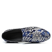 preiswerte Herrenpantoletten &amp; -slipper-Herren-Loafer aus Stoff mit Pailletten - luxuriöses Blumendesign, Partyschuhe im Vintage-Stil für besondere Anlässe