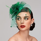 preiswerte Faszinator-Feder-/Netz-Fascinator, Kentucky-Derby-Hut/Kopfschmuck mit Feder, Blumenmuster, 1 Stück, Hochzeit, besonderer Anlass, Pferderennen-Kopfschmuck