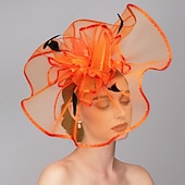 cheap Fascinators-Elegant &amp; Luxurious Feather Linen Rayon Kentucky Derby Hat Fascinators Headpiece with Feather Floral Flower 1PC Melbourne Cup Wedding Horse Race Ladies Day Headpiece dress Race Day Dress 2025
