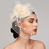 preiswerte Faszinator-Feder-/Netz-Fascinator, Kentucky-Derby-Hut/Kopfschmuck mit Feder, Blumenmuster, 1 Stück, Hochzeit, besonderer Anlass, Pferderennen-Kopfschmuck