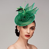 economico Fascinator-Fascinator Cappelli Rete Cappello Kentucky Derby Copricapo Fascinators con Fiore in Piuma 1PC Matrimonio Corsa di Cavalli Giornata delle Donne Melbourne Cup Copricapo abito per impressionare Abito