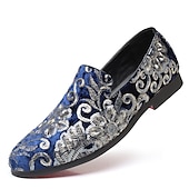 preiswerte Herrenpantoletten &amp; -slipper-Herren-Loafer aus Stoff mit Pailletten - luxuriöses Blumendesign, Partyschuhe im Vintage-Stil für besondere Anlässe