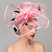 cheap Fascinators-Elegant &amp; Luxurious Feather Linen Rayon Kentucky Derby Hat Fascinators Headpiece with Feather Floral Flower 1PC Melbourne Cup Wedding Horse Race Ladies Day Headpiece dress Race Day Dress 2025