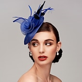 economico Fascinator-Fascinator Cappelli Rete Cappello Kentucky Derby Copricapo Fascinators con Fiore in Piuma 1PC Matrimonio Corsa di Cavalli Giornata delle Donne Melbourne Cup Copricapo abito per impressionare Abito