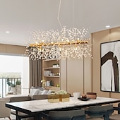 economico Lampadari-Lampadari da sala da pranzo elettrolitici a 9 luci lampadari fuochi d&#039;artificio a led lampadario a isola in cristallo in acciaio inox illuminazione a sospensione in oro con base a lampadina g9 a 9 luc