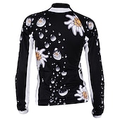Недорогие Комплекты женской одежды-Nuckily Жен. Длинный рукав Велокофты и лосины Белый Черный Цветочные ботанический Велоспорт Наборы одежды С защитой от ветра Дышащий Анатомический дизайн Со светоотражающими полосками Задний карман