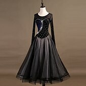olcso Báli ruha-Társastánc Ruha Kristályok / Strasszok Női Edzés Hosszú ujj Magas Nejlon Organza Tüll