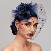 preiswerte Faszinator-Feder-/Netz-Fascinator, Kentucky-Derby-Hut/Kopfschmuck mit Feder, Blumenmuster, 1 Stück, Hochzeit, besonderer Anlass, Pferderennen-Kopfschmuck
