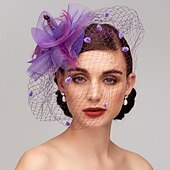 preiswerte Faszinator-Feder-/Netz-Fascinator, Kentucky-Derby-Hut/Kopfschmuck mit Feder, Blumenmuster, 1 Stück, Hochzeit, besonderer Anlass, Pferderennen-Kopfschmuck