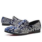 preiswerte Herrenpantoletten &amp; -slipper-Herren-Loafer aus Stoff mit Pailletten - luxuriöses Blumendesign, Partyschuhe im Vintage-Stil für besondere Anlässe