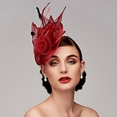 economico Fascinator-Fascinator Cappelli Rete Cappello Kentucky Derby Copricapo Fascinators con Fiore in Piuma 1PC Matrimonio Corsa di Cavalli Giornata delle Donne Melbourne Cup Copricapo abito per impressionare Abito