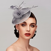 economico Fascinator-Fascinator Cappelli Rete Cappello Kentucky Derby Copricapo Fascinators con Fiore in Piuma 1PC Matrimonio Corsa di Cavalli Giornata delle Donne Melbourne Cup Copricapo abito per impressionare Abito