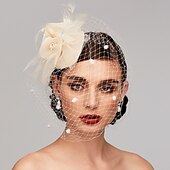 preiswerte Faszinator-Feder-/Netz-Fascinator, Kentucky-Derby-Hut/Kopfschmuck mit Feder, Blumenmuster, 1 Stück, Hochzeit, besonderer Anlass, Pferderennen-Kopfschmuck
