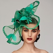 tanie Kapelusze i fascynatory-Kwiaty Pióra Siatka Kapelusz Kentucky Derby Fascynatory Nakrycie Głowy z Piórowym Kwiatem 1SZT Wyścigi Konne Dzień Pań Melbourne Cup Nakrycie Głowy sukienka na wyścig Dzień Wyścigu 2025