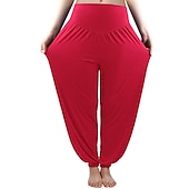 voordelige wijde pijpen en hoge taille-dames harembroek ademend sneldrogend vochtafvoerend zumba buikdans yoga bloeiers bodems licht paars wit zwart modal spandex plus size sport activewear hoge elasticiteit losse pasvorm