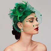 preiswerte Faszinator-Feder-/Netz-Fascinator, Kentucky-Derby-Hut/Kopfschmuck mit Feder, Blumenmuster, 1 Stück, Hochzeit, besonderer Anlass, Pferderennen-Kopfschmuck