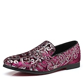 preiswerte Herrenpantoletten &amp; -slipper-Herren-Loafer aus Stoff mit Pailletten - luxuriöses Blumendesign, Partyschuhe im Vintage-Stil für besondere Anlässe