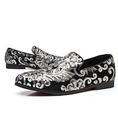 preiswerte Herrenpantoletten &amp; -slipper-Herren-Loafer aus Stoff mit Pailletten - luxuriöses Blumendesign, Partyschuhe im Vintage-Stil für besondere Anlässe