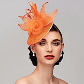 economico Fascinator-Fascinator Cappelli Rete Cappello Kentucky Derby Copricapo Fascinators con Fiore in Piuma 1PC Matrimonio Corsa di Cavalli Giornata delle Donne Melbourne Cup Copricapo abito per impressionare Abito