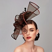cheap Fascinators-Elegant &amp; Luxurious Feather Linen Rayon Kentucky Derby Hat Fascinators Headpiece with Feather Floral Flower 1PC Melbourne Cup Wedding Horse Race Ladies Day Headpiece dress Race Day Dress 2025