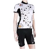 voordelige Herenkleding sets-Dames Korte mouw Wielrenshirt met shorts Zomer Nylon Elastaan Polyester Wit Zwart Flora Botanisch Grappig Fietsen Short / Broekje Shirt Gewatteerde shorts waterdicht 3D-pad Ademend / Gevorderd
