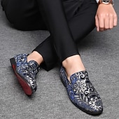 preiswerte Herrenpantoletten &amp; -slipper-Herren-Loafer aus Stoff mit Pailletten - luxuriöses Blumendesign, Partyschuhe im Vintage-Stil für besondere Anlässe
