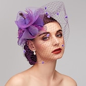 preiswerte Faszinator-Feder-/Netz-Fascinator, Kentucky-Derby-Hut/Kopfschmuck mit Feder, Blumenmuster, 1 Stück, Hochzeit, besonderer Anlass, Pferderennen-Kopfschmuck