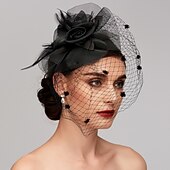 preiswerte Faszinator-Feder-/Netz-Fascinator, Kentucky-Derby-Hut/Kopfschmuck mit Feder, Blumenmuster, 1 Stück, Hochzeit, besonderer Anlass, Pferderennen-Kopfschmuck
