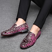 preiswerte Herrenpantoletten &amp; -slipper-Herren-Loafer aus Stoff mit Pailletten - luxuriöses Blumendesign, Partyschuhe im Vintage-Stil für besondere Anlässe