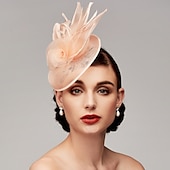 economico Fascinator-Fascinator Cappelli Rete Cappello Kentucky Derby Copricapo Fascinators con Fiore in Piuma 1PC Matrimonio Corsa di Cavalli Giornata delle Donne Melbourne Cup Copricapo abito per impressionare Abito