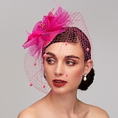 preiswerte Faszinator-Feder-/Netz-Fascinator, Kentucky-Derby-Hut/Kopfschmuck mit Feder, Blumenmuster, 1 Stück, Hochzeit, besonderer Anlass, Pferderennen-Kopfschmuck