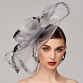 tanie Kapelusze i fascynatory-Kwiaty Pióra Siatka Kapelusz Kentucky Derby Fascynatory Nakrycie Głowy z Piórowym Kwiatem 1SZT Wyścigi Konne Dzień Pań Melbourne Cup Nakrycie Głowy sukienka na wyścig Dzień Wyścigu 2025
