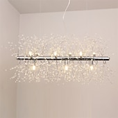 economico Lampadari-Lampadari da sala da pranzo elettrolitici a 9 luci lampadari fuochi d&#039;artificio a led lampadario a isola in cristallo in acciaio inox illuminazione a sospensione in oro con base a lampadina g9 a 9 luc