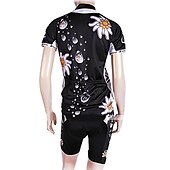 voordelige Herenkleding sets-Dames Korte mouw Wielrenshirt met shorts Zomer Nylon Elastaan Polyester Wit Zwart Flora Botanisch Grappig Fietsen Short / Broekje Shirt Gewatteerde shorts waterdicht 3D-pad Ademend / Gevorderd
