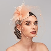 preiswerte Faszinator-Feder-/Netz-Fascinator, Kentucky-Derby-Hut/Kopfschmuck mit Feder, Blumenmuster, 1 Stück, Hochzeit, besonderer Anlass, Pferderennen-Kopfschmuck
