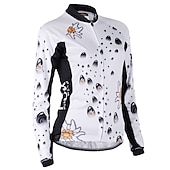 Недорогие Комплекты женской одежды-Nuckily Жен. Длинный рукав Велокофты и лосины Белый Черный Цветочные ботанический Велоспорт Наборы одежды С защитой от ветра Дышащий Анатомический дизайн Со светоотражающими полосками Задний карман