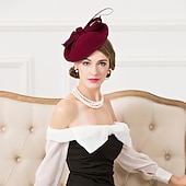 billige Fascinatorer-Fascinatorhatter Hodeplagg Ull Skålformet Hatt Bryllup Hesteveddeløp Damenes Dag Cocktail Elegant Med Hodeplagg Hodebekledning kle deg å imponere Veddeløpsdag Kjole